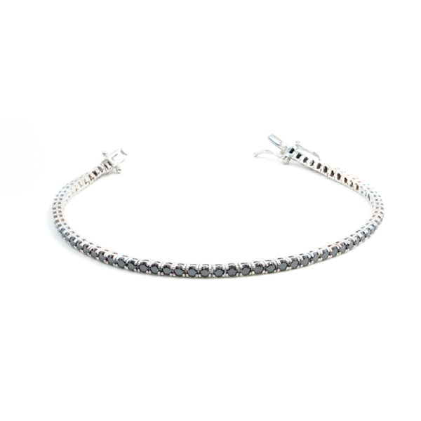 Bracciale Tennis in argento con zirconi neri 2,5mm – Rodiato – Lunghezza 19cm