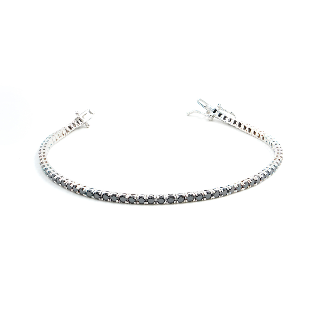 Bracciale Tennis in argento con zirconi neri 2,5mm – Rodiato – Lunghezza 19cm