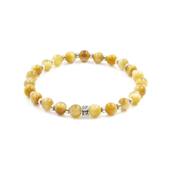 Elastic Bracelet with golden tigereye, hematite, burnished sterling silver element