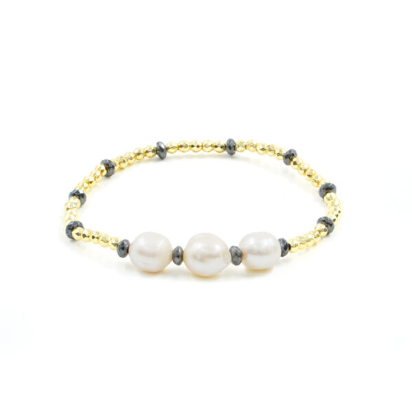 Bracciale Elastico con ematite dorata e perle