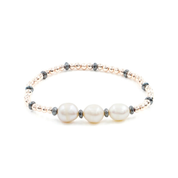 Bracciale Elastico con ematite rose' e perle