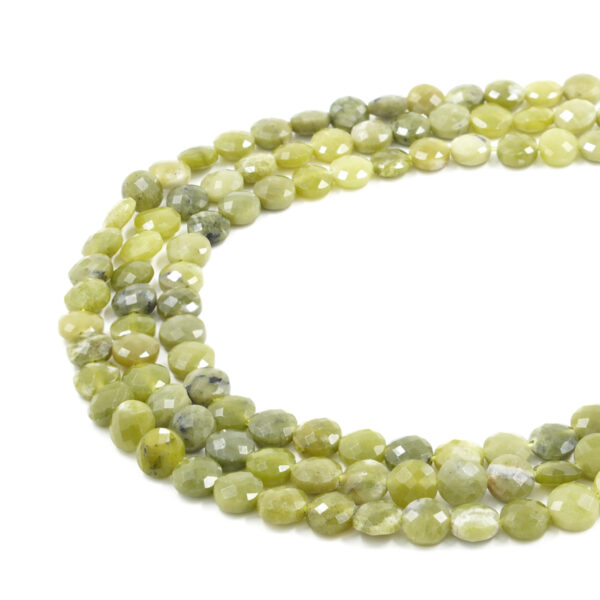 Canadian Jade strands  faceted coin shape size 8mm