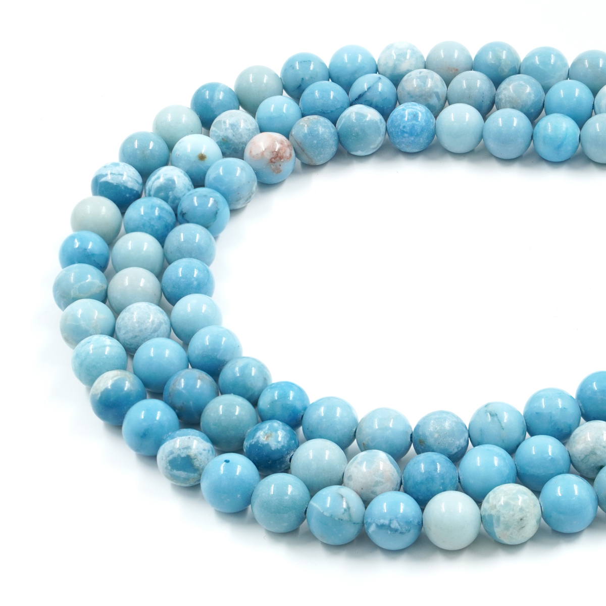 Larimar strands round shape size 4mm to 12mm – A Quality