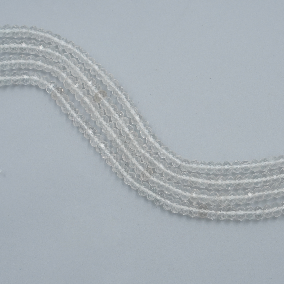 Hyaline Quartz strands faceted washer shape size 6x4mm