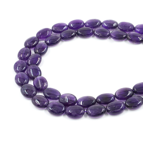 Amethyst strands flat oval shape size 16x12mm