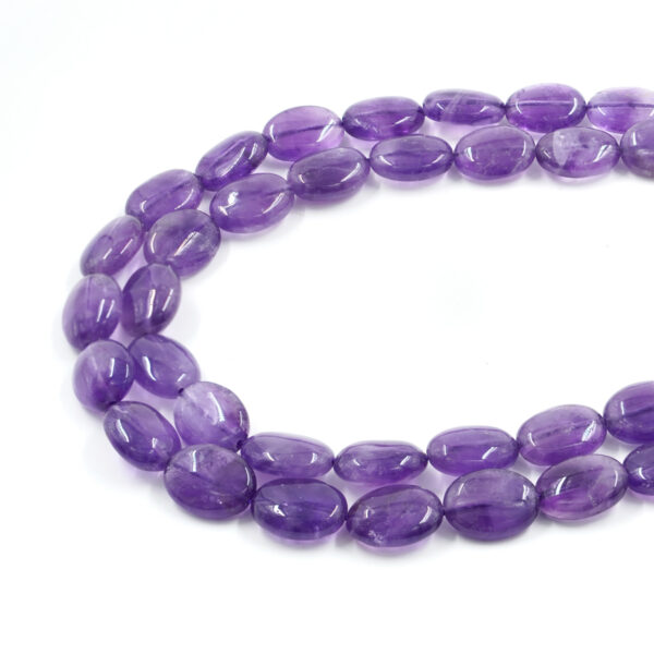Amethyst strands flat oval shape size 16x12mm – A Quality