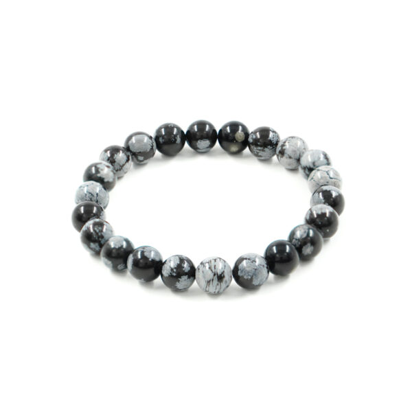 Elastic Bracelet with Snowflake Obsidian 8mm