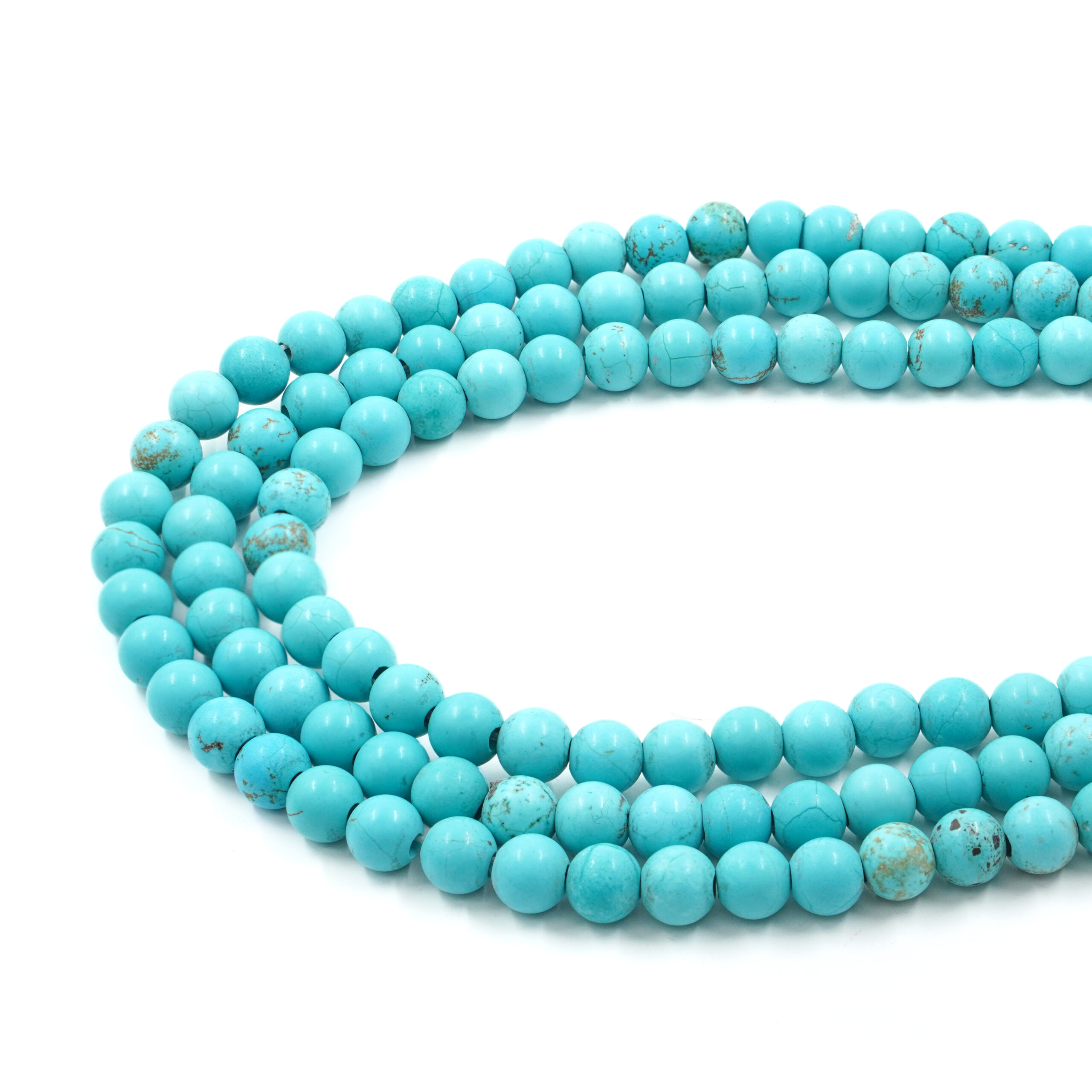 Turquoise Howlite strands round shape size 6mm to 8mm <strong>2,5mm Hole</strong>