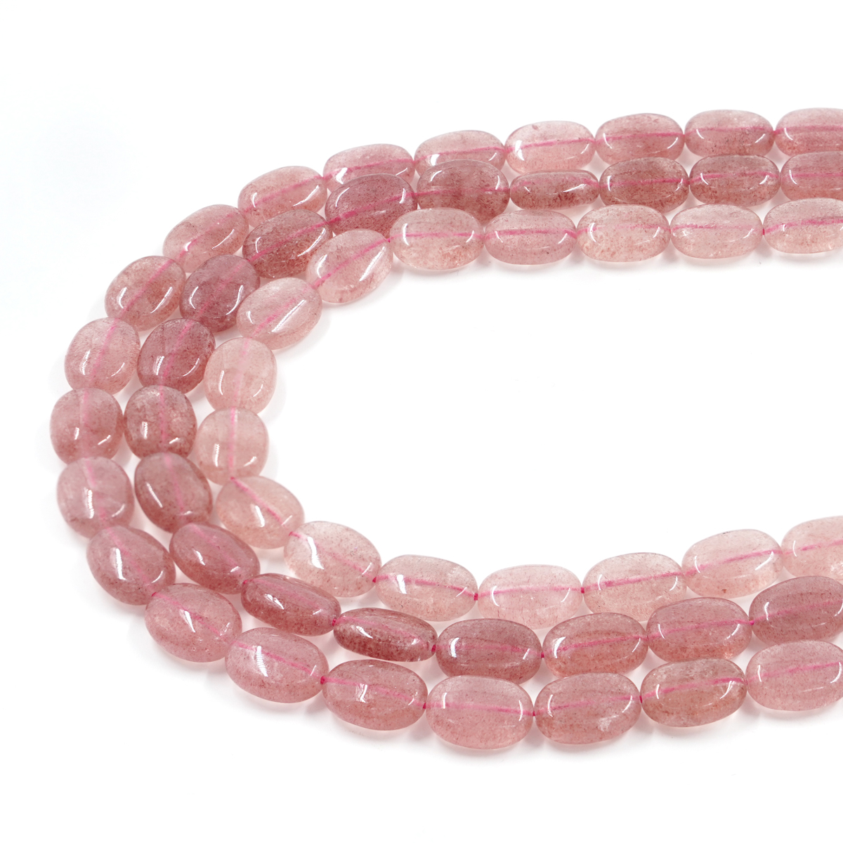 Strawberry Quartz strands flat oval shape size 14x10mm