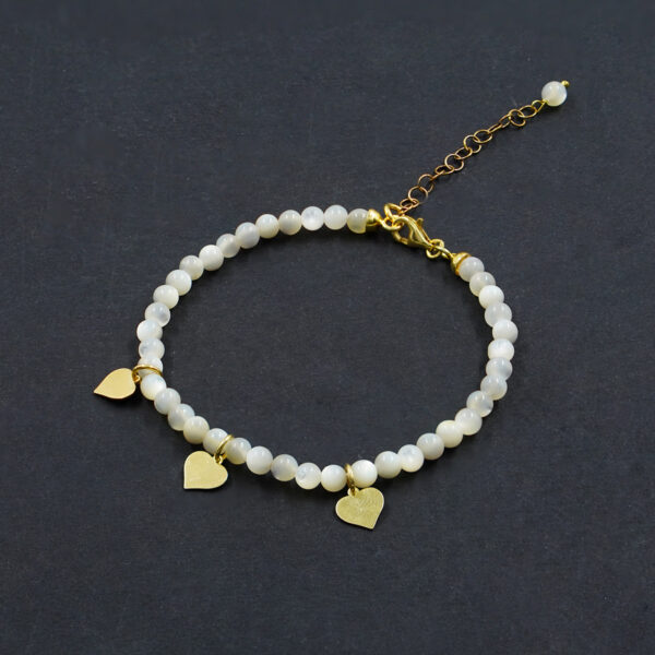 Bracelet with mother of pearl, hematite and with element and sterling silver clasp – Golden Color