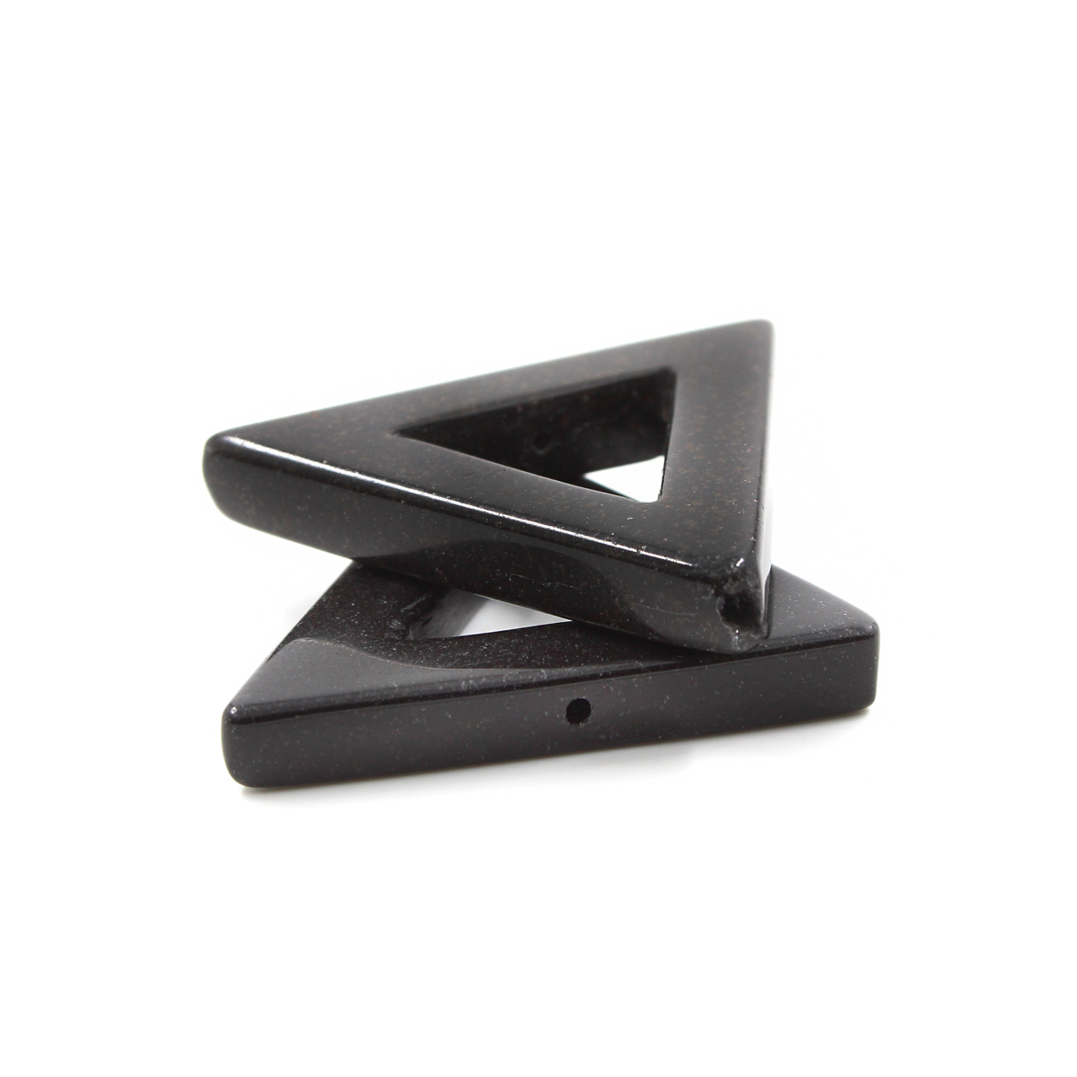 Black Agate Triangular Frame shape size 30mm – Passing Hole - Image 2