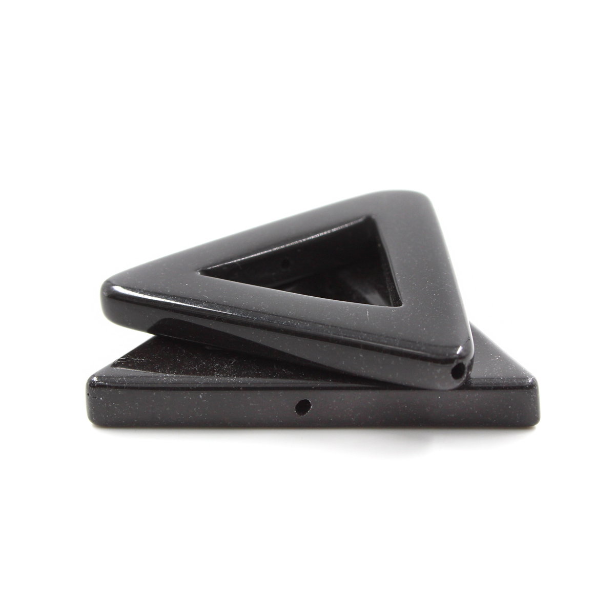 Black Agate Triangular Frame shape size 40mm – Passing Hole - Image 2