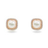 Sterling Silver Earrings square shape with pearls and zircons – Rose Color