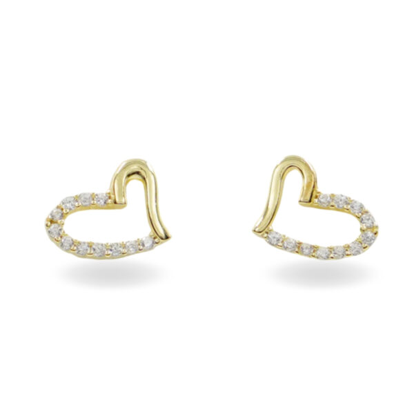Orecchini in argento forma cuori con zirconi – Dorato