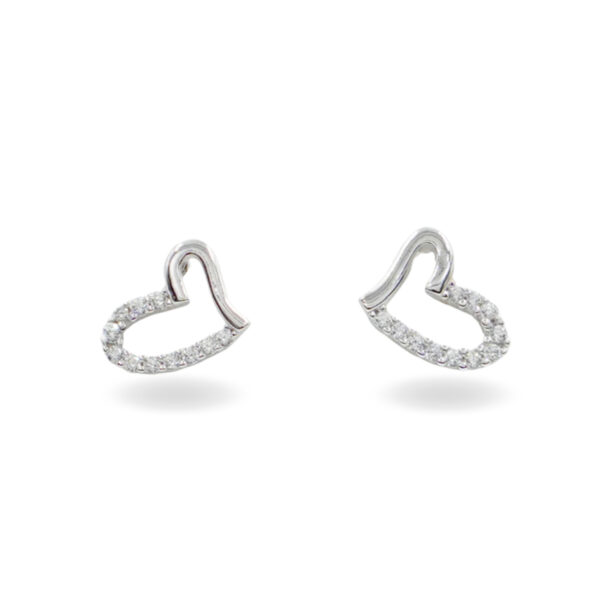 Orecchini in argento forma cuori con zirconi – Rodiato