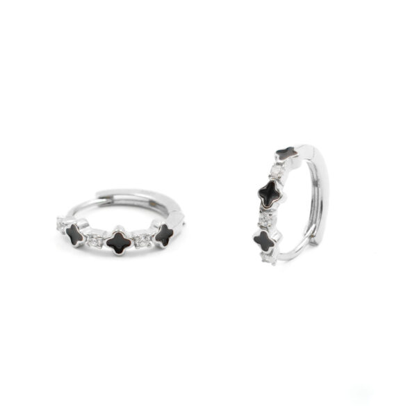 Sterling Silver Earrings ring shape with enamel and zircons – Rhodium Color