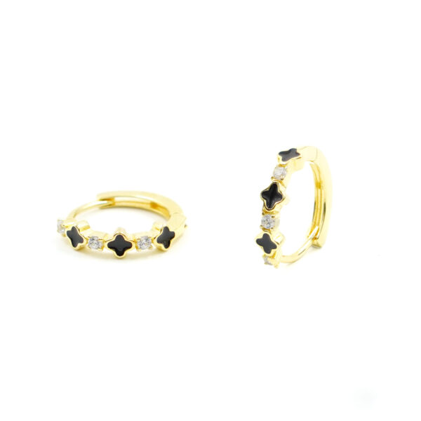 Sterling Silver Earrings ring shape with enamel and zircons – Golden Color