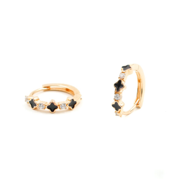 Sterling Silver Earrings ring shape with enamel and zircons – Rose Color