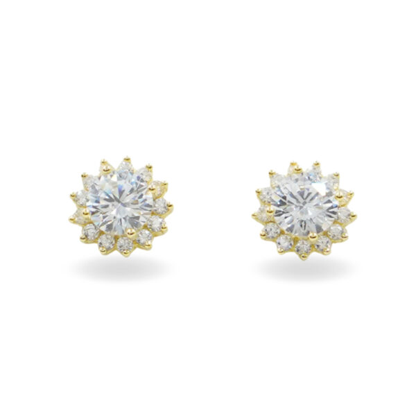 Sterling Silver Earrings with zircons  - Golden Color