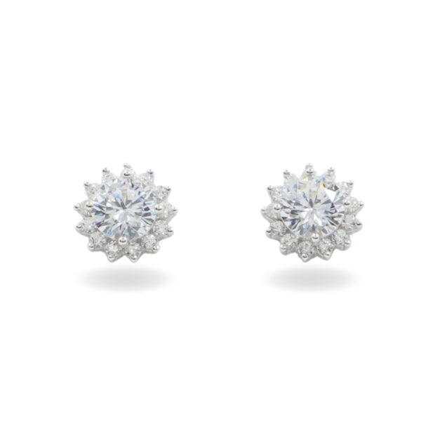 Sterling Silver Earrings with zircons  - Rhodium Color