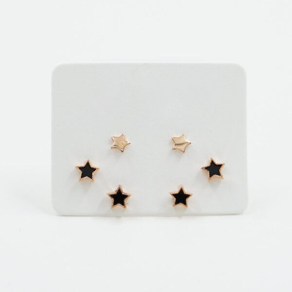 Sterling Silver Earrings Set enameled star – Rose Color