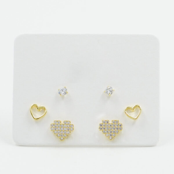 Sterling Silver Earrings Set heart shape with zircons – Golden Color