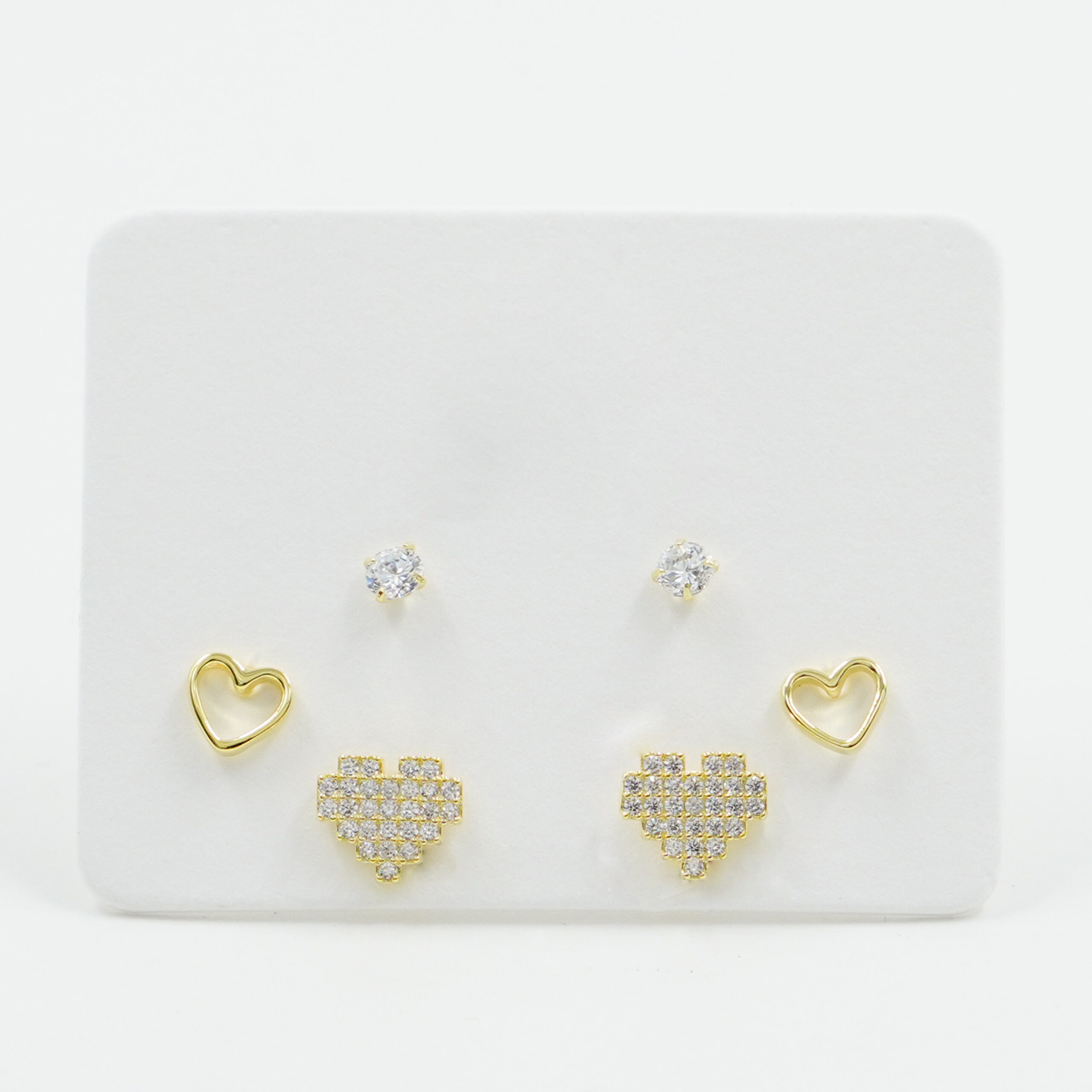 Sterling Silver Earrings Set heart shape with zircons – Golden Color
