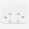 Sterling Silver Earrings Set heart, cube and bar elements – Rose Color