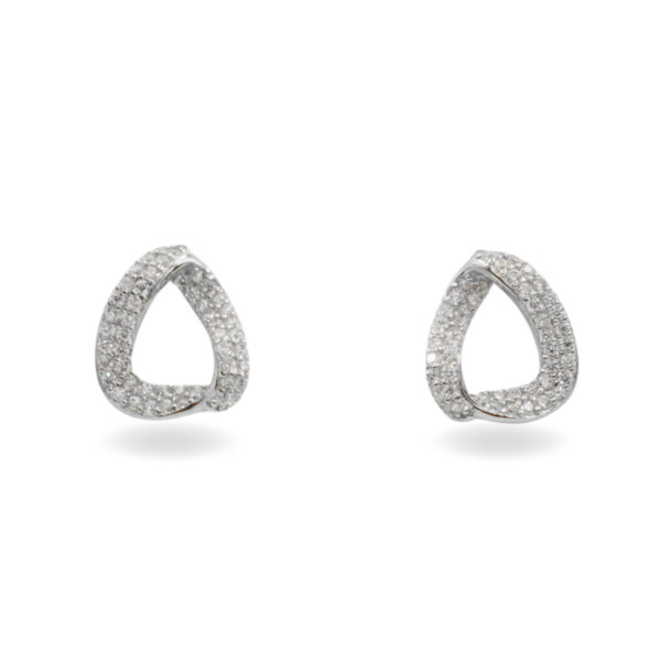 Sterling Silver Earrings tape shape with zircons – Rhodium Color