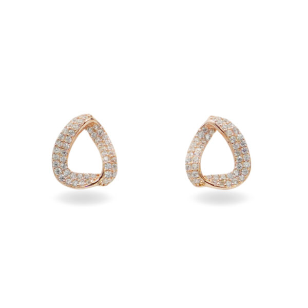 Sterling Silver Earrings tape shape with zircons – Rose Color