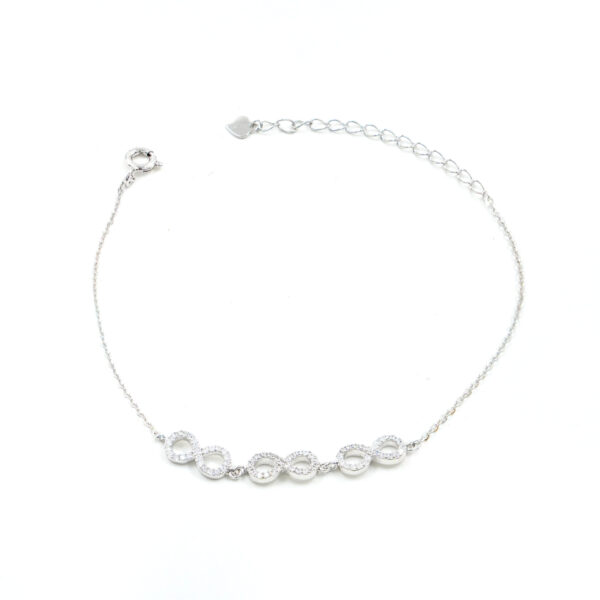 Sterling Silver Bracelet with infinite shape with zircons – Rhodium Color