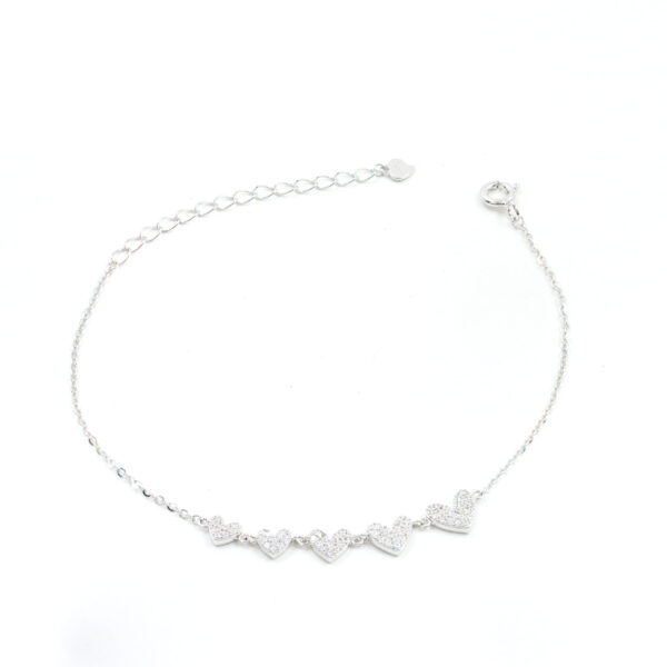 Sterling Silver Bracelet with heart shape with zircons – Rhodium Color