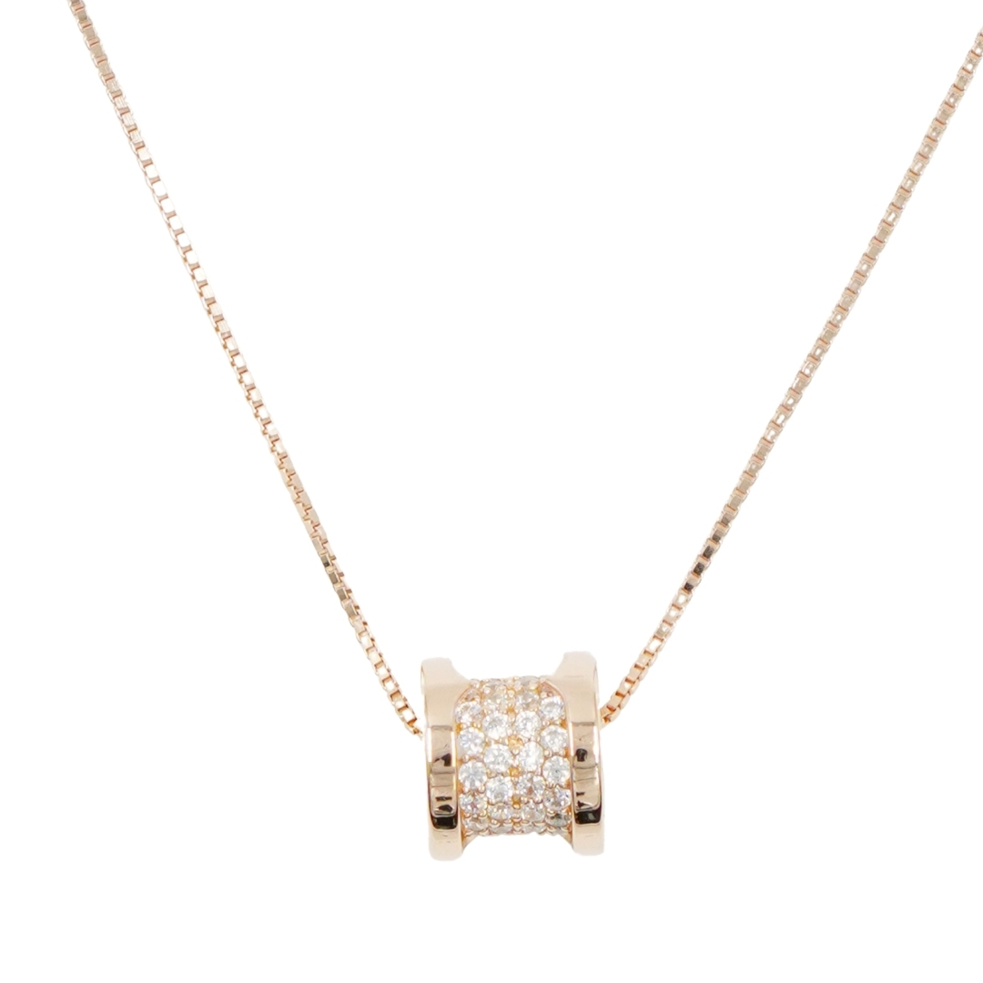 Sterling Silver Necklace with cylinder with zircons – Rose Color