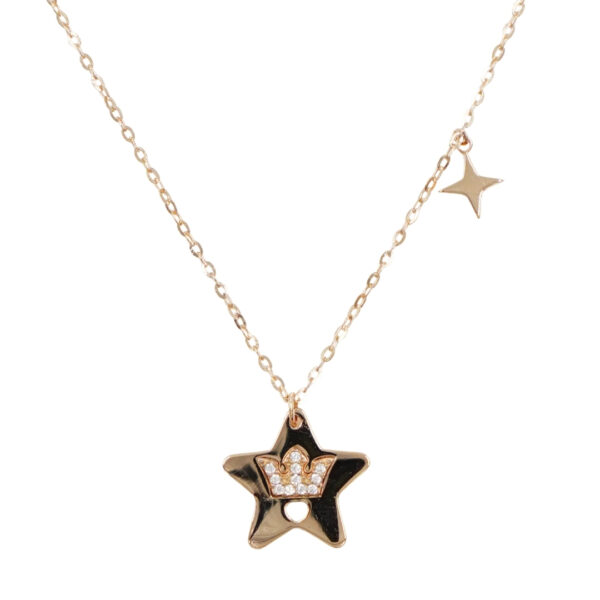 Sterling Silver Necklace with star shape with zircons – Rose Color