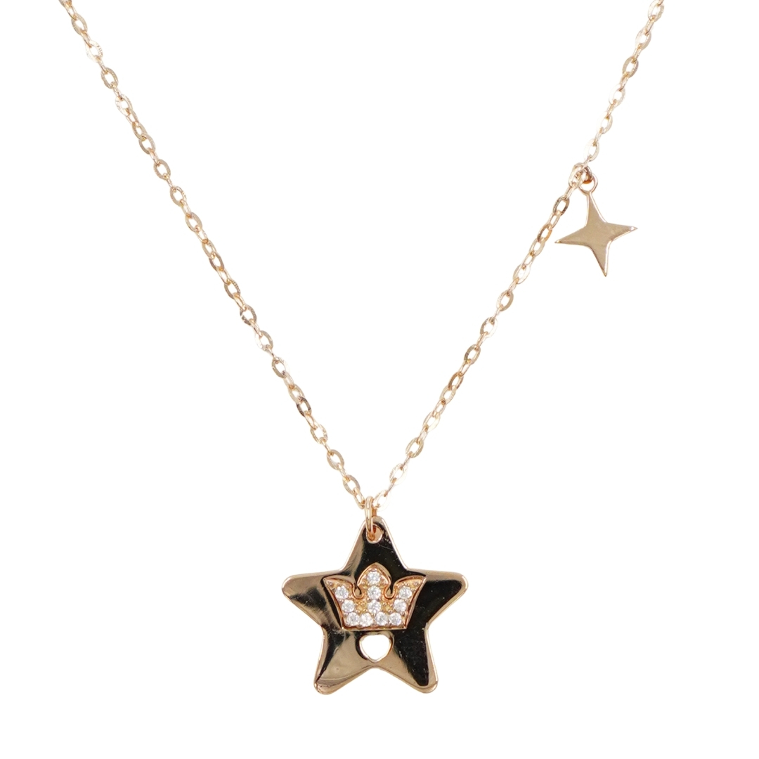 Sterling Silver Necklace with star shape with zircons – Rose Color