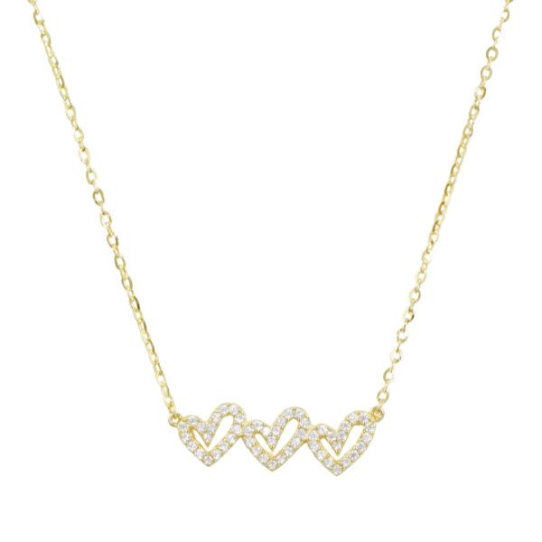 Sterling Silver Necklace with pendant heart shape with zircons – Golden Color
