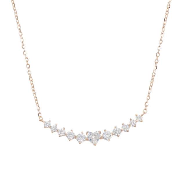 Sterling Silver Necklace with star shape bow with zircons – Rose Color