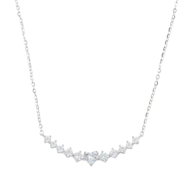 Sterling Silver Necklace with star shape bow with zircons – Rhodium Color