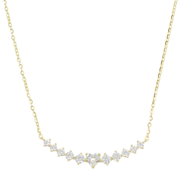 Sterling Silver Necklace with star shape bow with zircons – Golden Color