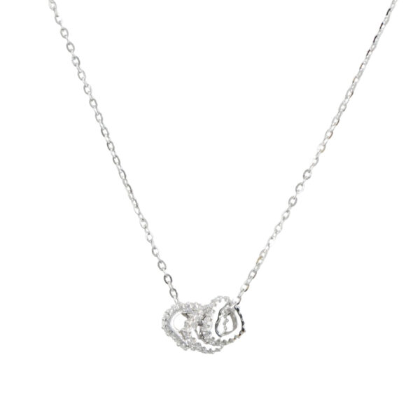 Collana in argento con tre cuori con zirconi – Rodiato
