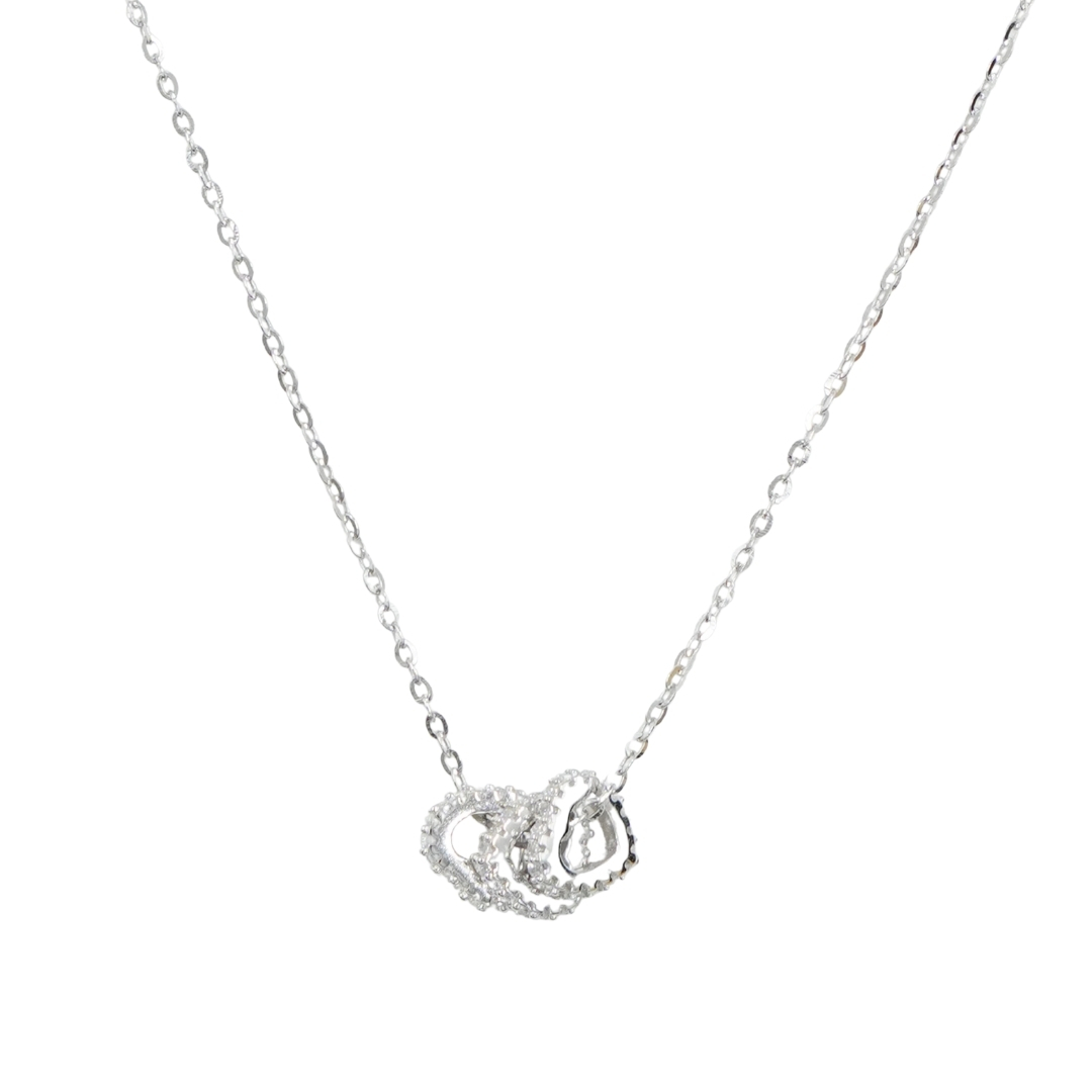 Collana in argento con tre cuori con zirconi – Rodiato