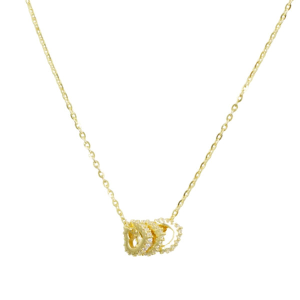 Collana in argento con tre cuori con zirconi – Dorato