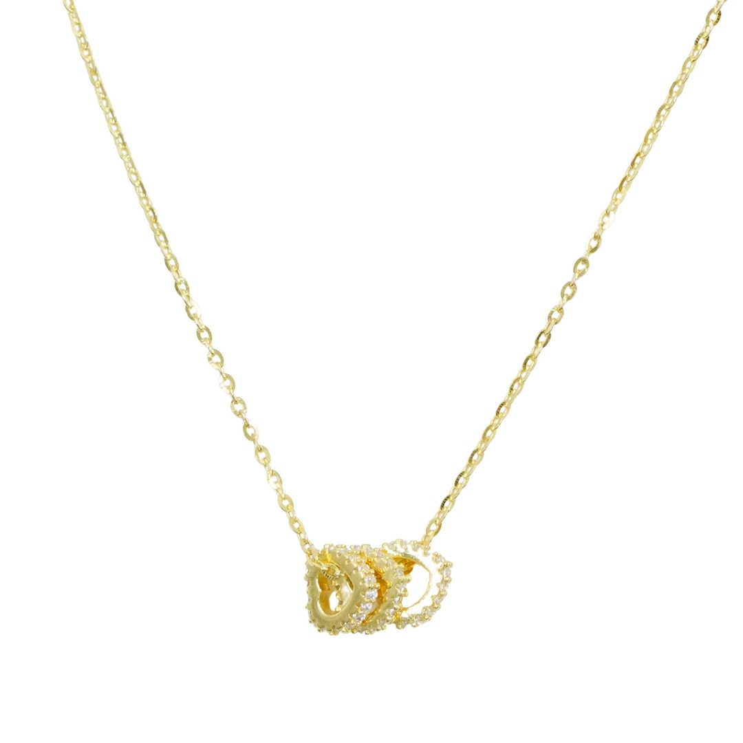 Collana in argento con tre cuori con zirconi – Dorato