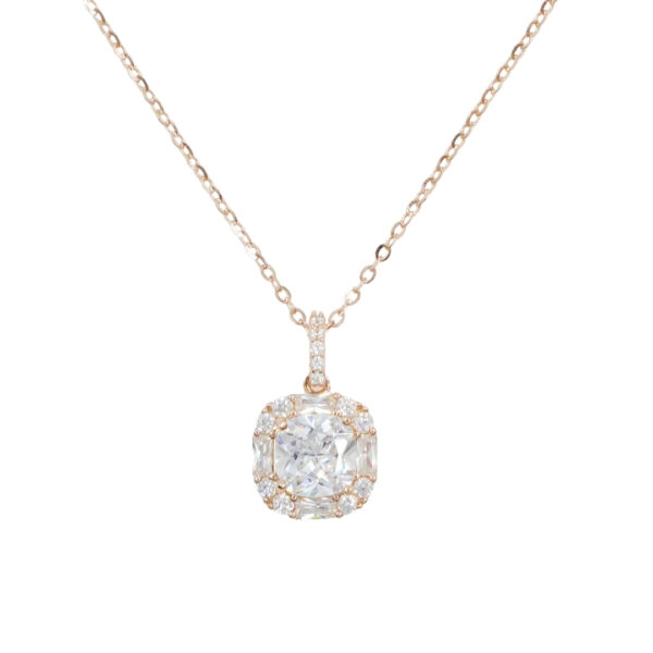Sterling Silver Necklace with pendant with zircons – Rose Color