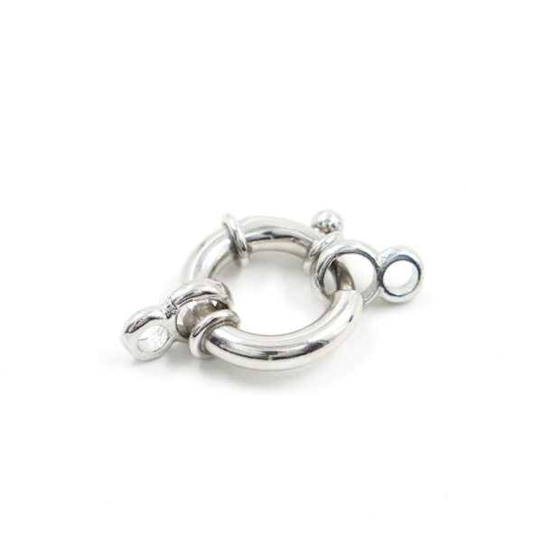 Sterling silver spring ring clasp size 16mm with hooks - Rhodium Color