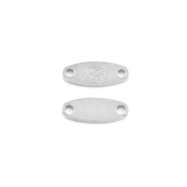 Sterling Silver 925 Mark oval shape double hole [Bags about 2,50gr] – Rhodium Color