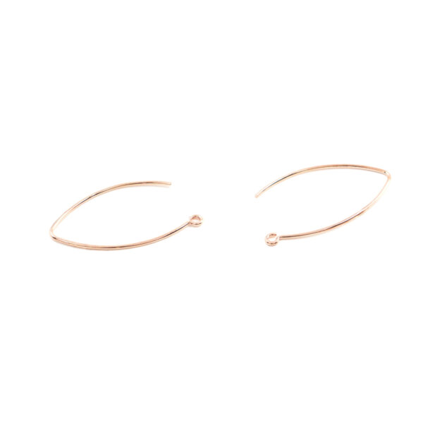 Sterling Silver earrings fishhook shape with hook size 32x18mm – Rose Color