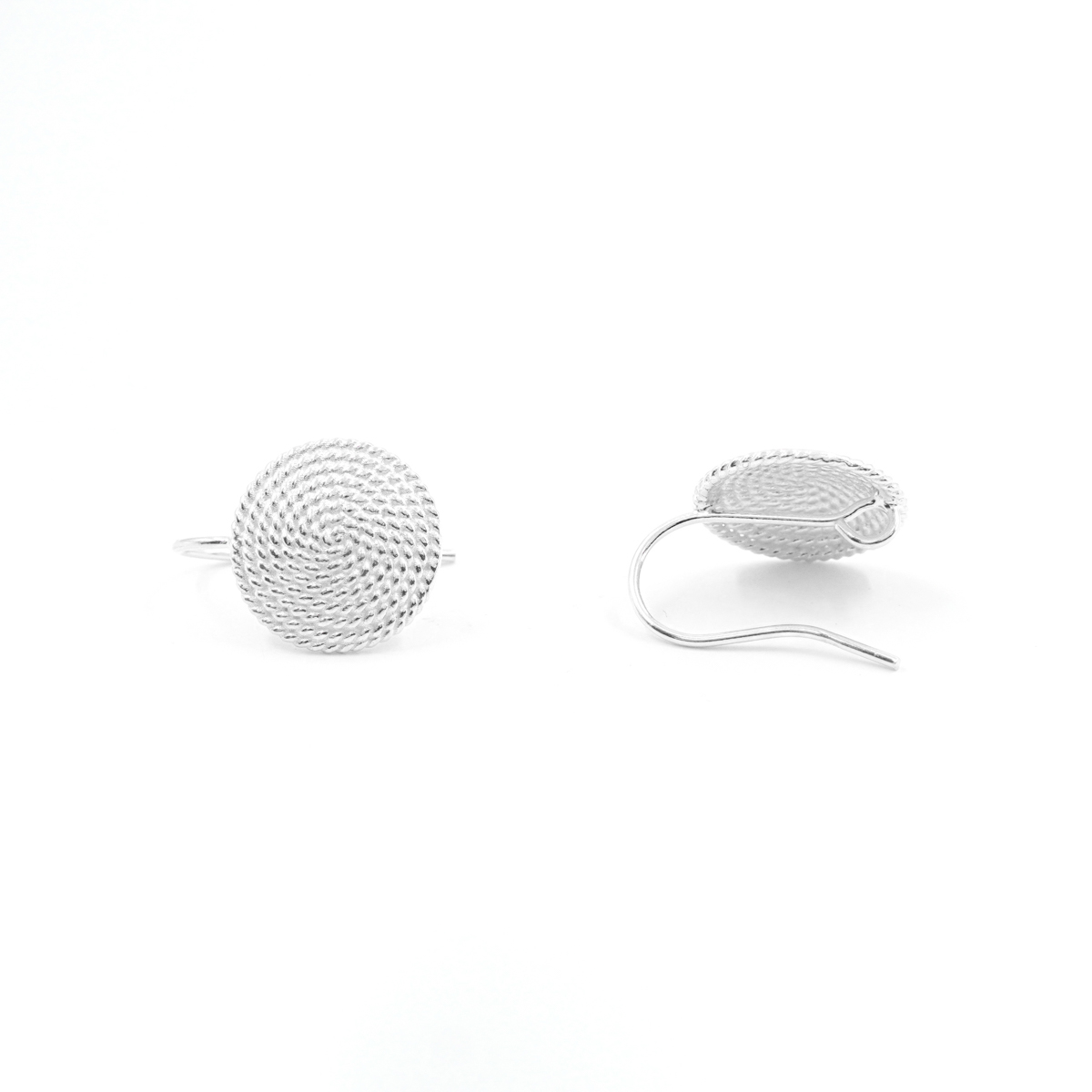 Orecchini argento tondo granulato 15mm – Argentato