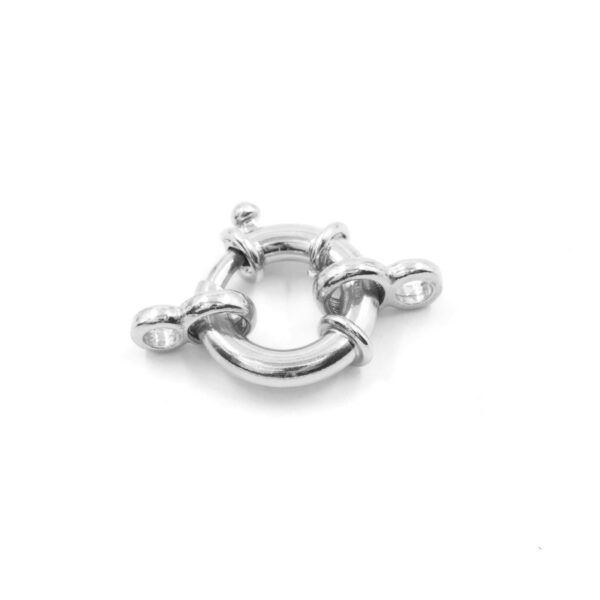 Sterling Silver spring ring clasp 12mm with hooks – Rhodium Color