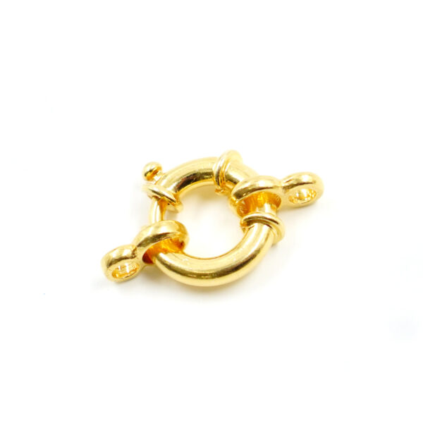 Sterling Silver spring ring clasp 14mm with hooks – Golden Color
